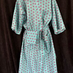 Vintage Norm Thompson Mens Robe & Carrier 3/4 Sleeves Pockets Made USA